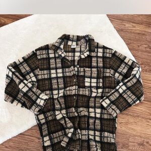 Vintage Plaid Sherpa fleece  Jacket